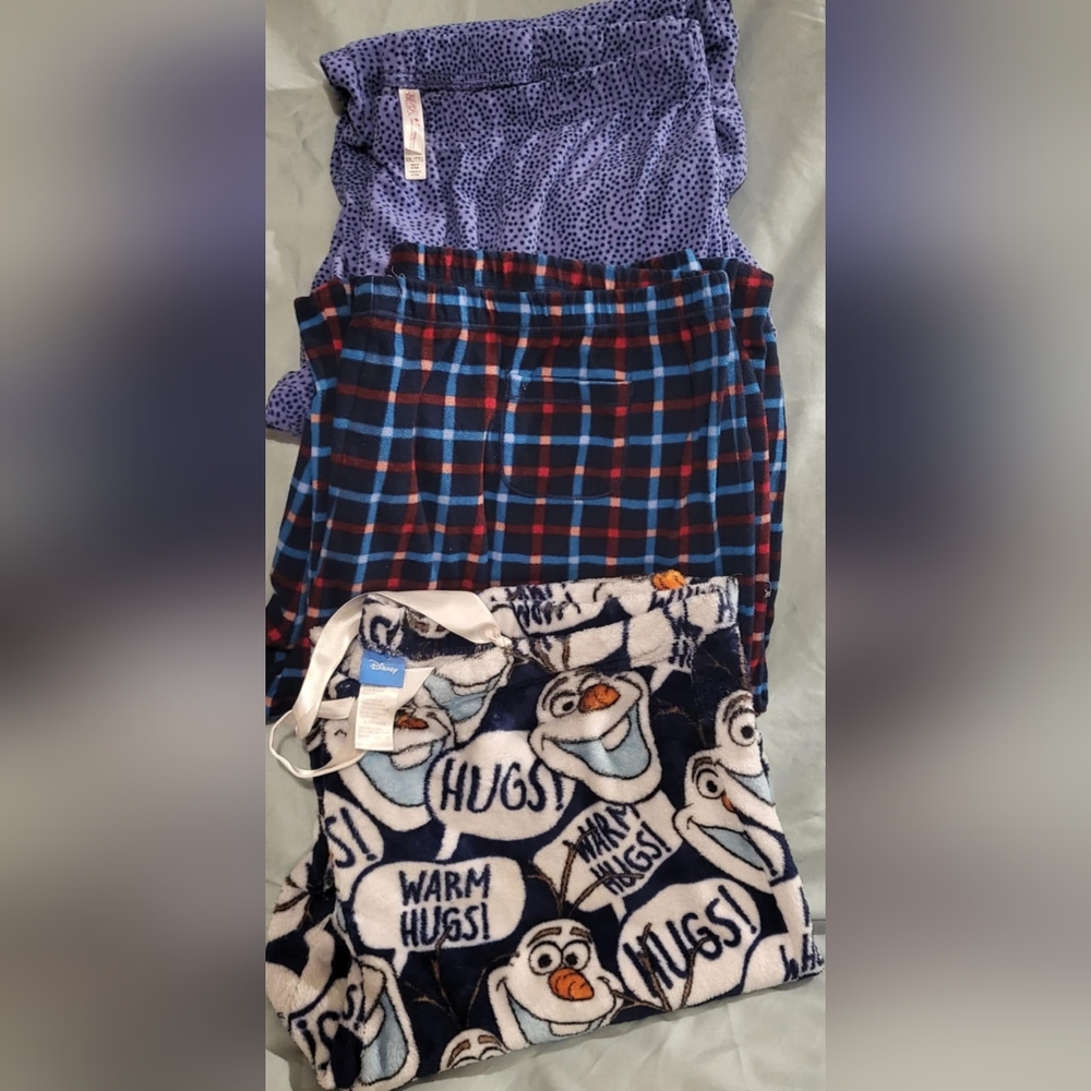 Disney Blue and Red Pajama Bottoms with Character Prints